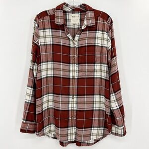 American Eagle Ahh-Mazingly Soft Boyfriend Fit Plaid Flannel Button Down Shirt